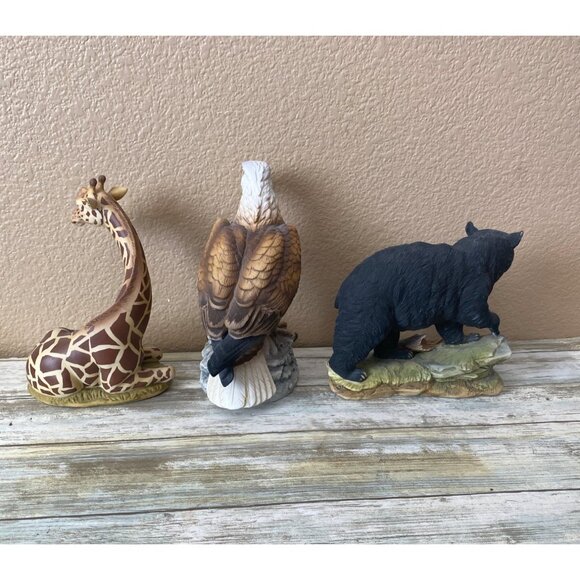 Set of 3 Andrea by Sadek Wildlife Bear Eagle Giraffe Figurines Japan Porcelain - Picture 2 of 16
